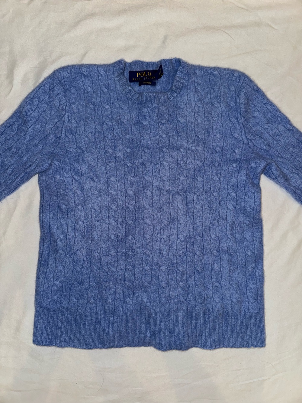 Polo Ralph Lauren Women’s 100% Cashmere Cable-Knit Sweater Periwinkle Blue - M
